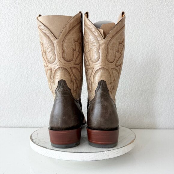 Rod Patrick Mens Cowboy Boots 15AAA Brown Bison Western Leather Sole Blunt Toe - Picture 3 of 13